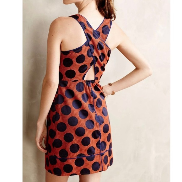 Anthropologie Dresses & Skirts - SOLD-Anthropologie Polka Dot Criss Cross Back Dress